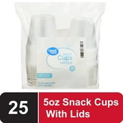 Great Value Disposable Plastic Snack Cups with Lids, Clear, 5.5 oz, 25 Count