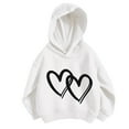 thumbnail image 2 of Bnwani White Girls Hooded Sweatshirts without Zipper Fashion Long Sleeve Cotton Oversized Heart Print Size 8-9 Years, 2 of 3