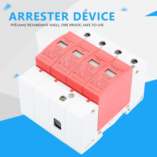 Protector Contra Sobretensions Domémico 4P 40-80ka, Montaje en Carril Din, Dispositivo Descargador de Bajo Voltaje, Carcasa Retardante de Llama para Proteción del Eléctrico