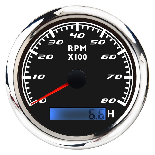 6000 RPM Tachymètre Jauge avec Rétroéclairage Rouge 3K 4K 7K 8K RPM Tachomètre Numérique Capteur 85mm Acier Inoxydable 316 Jauges à Bord, Grand Applicabilité