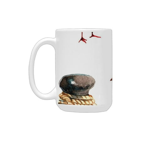 

Nautical Decor Nautical Theme Elements Seagull Boat Lighthouse Shell Starfish Island Watercolor Styl Ceramic Mug (15 OZ) (Made In USA)