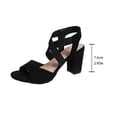 thumbnail image 7 of Rokment Black High Heels Dressy Sandals for Women Ladies 2026 Summer Fashion Casual Suede Open Pointed Toe Chunky Block Heeled Ankle Strap Strappy Dress Sandals A Size 6, 7 of 7
