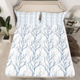 thumbnail image 2 of Feelyou Fashion Tree Branches Twin Sheet Sets, Blue Jungle Plant Botanical Twin Fitted Sheet, Teens Kids Boys Girls Flat Sheet, Lightweight Room Decor, 3pcs, 2 of 7