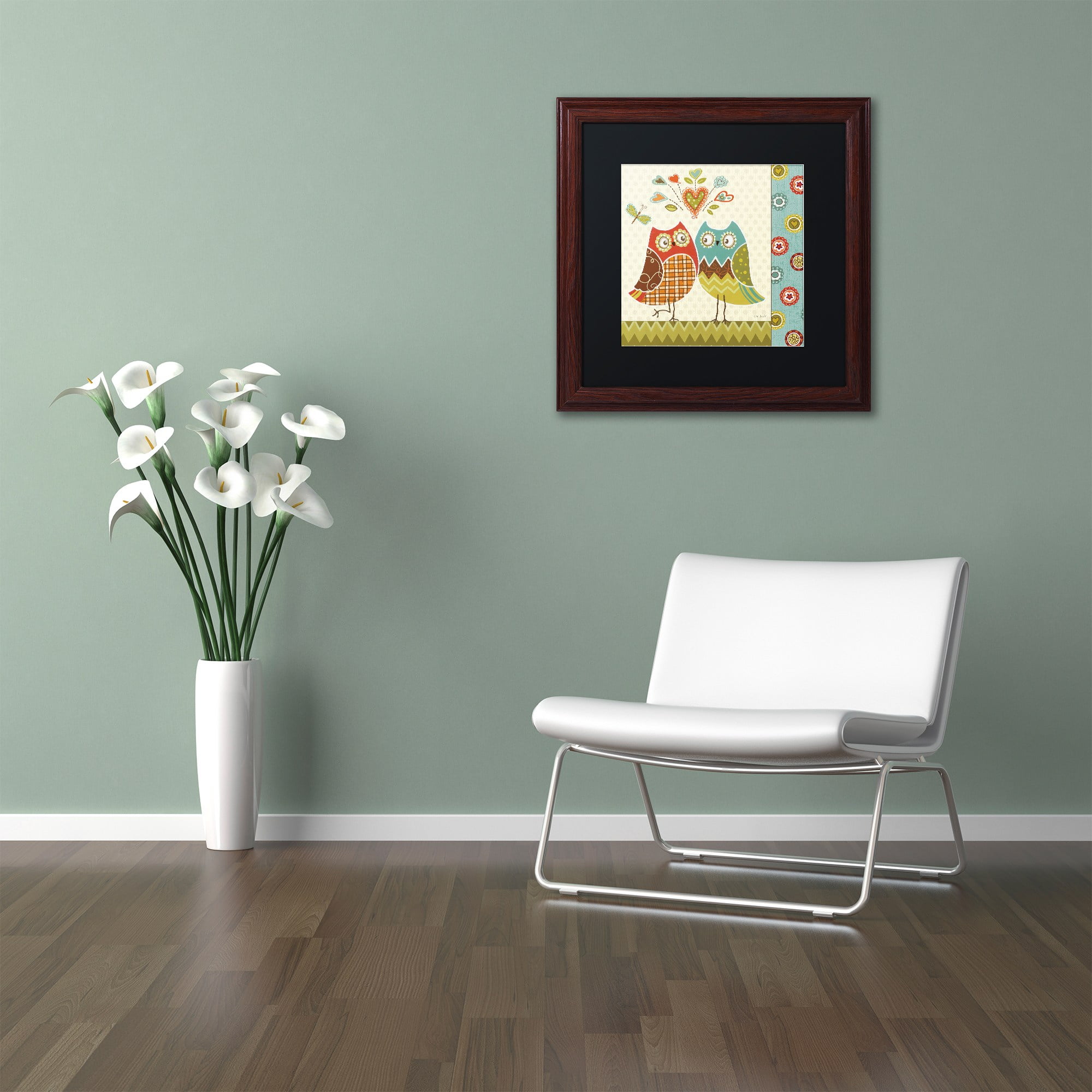 Trademark Fine Art "Owl Wonderful II" Canvas Art by Lisa Audit, Black Matte, Wood Frame