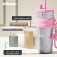 thumbnail image 3 of Sidagar 24 oz Pink Bow Double-Walled Leak-Resistant Lid with Straw Stainless Steel Tumbler, 3 of 7