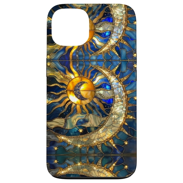 Funda para teléfono, cristal tintado, celeste, sol, luna, estrella, iPhone 13