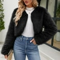 thumbnail image 4 of BLTIBY Women's Faux Fur Cardigan Coat Winter Fall Fuzzy Warm Fleece Cropped Jacket Open Front Casual Dressy Outerwear Black XL, 4 of 9