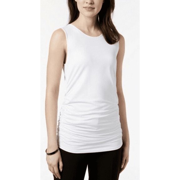Alfani BRIGHT WHITE Women's Ruched Tank Top, US X-Small