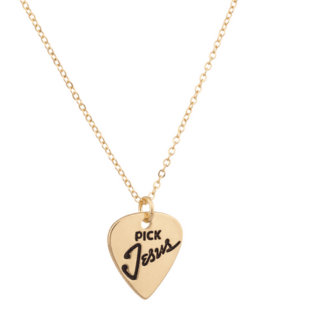 - Lux Accessories Guitar Pick Jesus Christ Inspiration Pendant Necklace