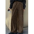 thumbnail image 5 of Women's Dark Brown Leopard Print High Waist Corduroy Wide Leg Pants [ZhiHiMeRi] | XL, 5 of 7