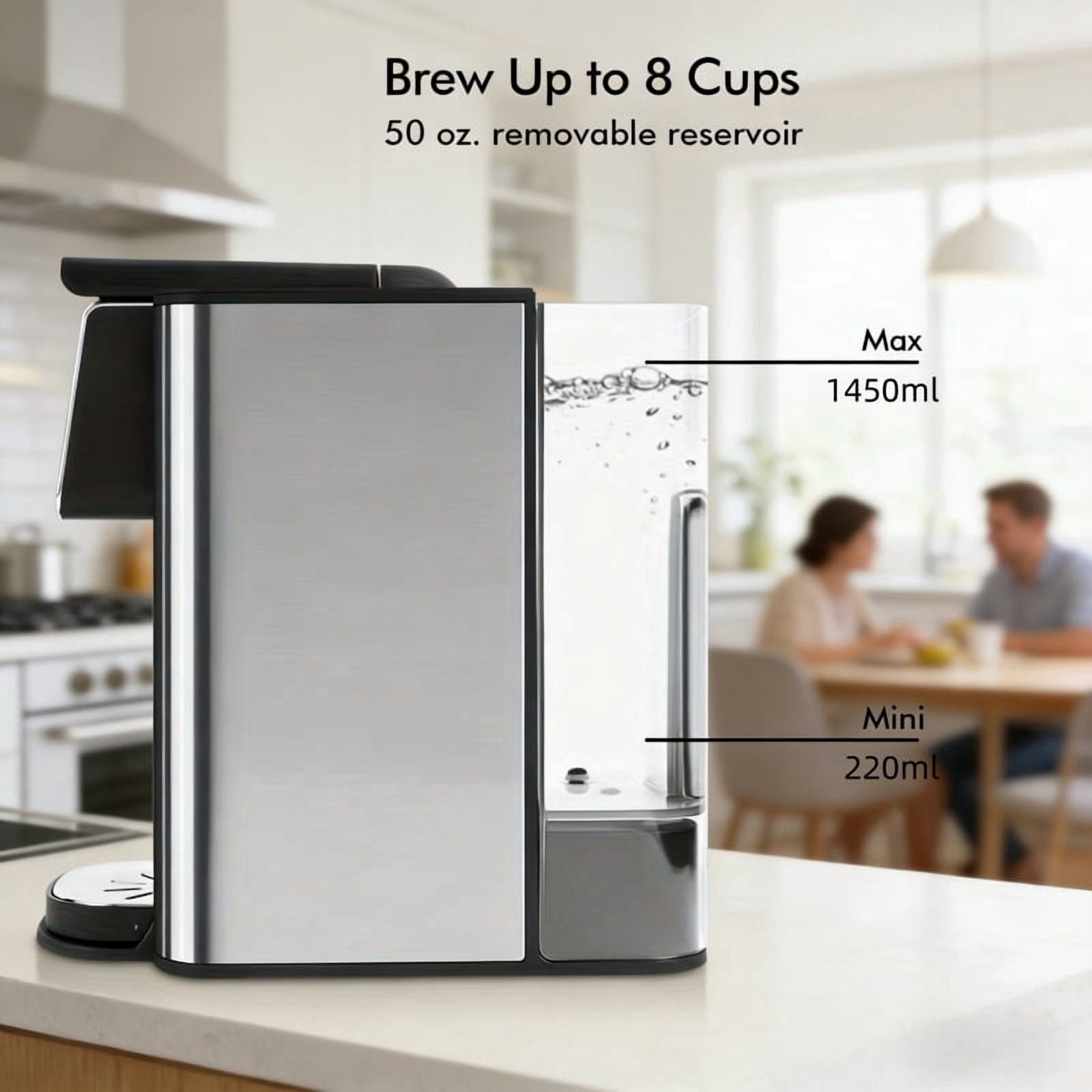 3 in 1 Single-Cup Coffee Maker:Compatible With K-Cup Capsule & Grounds, 6-10 Ounce Cup Capacity, Removable 50 oz Water Tank, Automatic Coffee Machine, Black