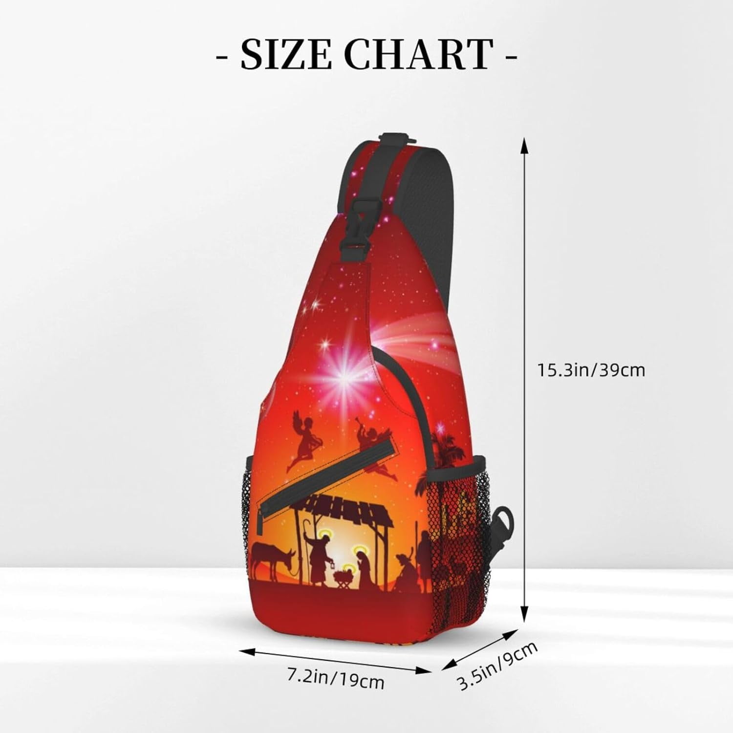 Christmas Nativity Jesus Holy Night Sling Bag Crossbody Hiking Travel Chest Bags Backpack Shoulder Daypack for Women Men