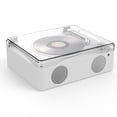 thumbnail image 1 of yeacher Retro Wooden CD Player with Bluetooth, USB, and Line-in Modes, Dual Speakers, Volume Knob, Dust Cover, Remote Control, and 2000mAh Battery in White, 1 of 7