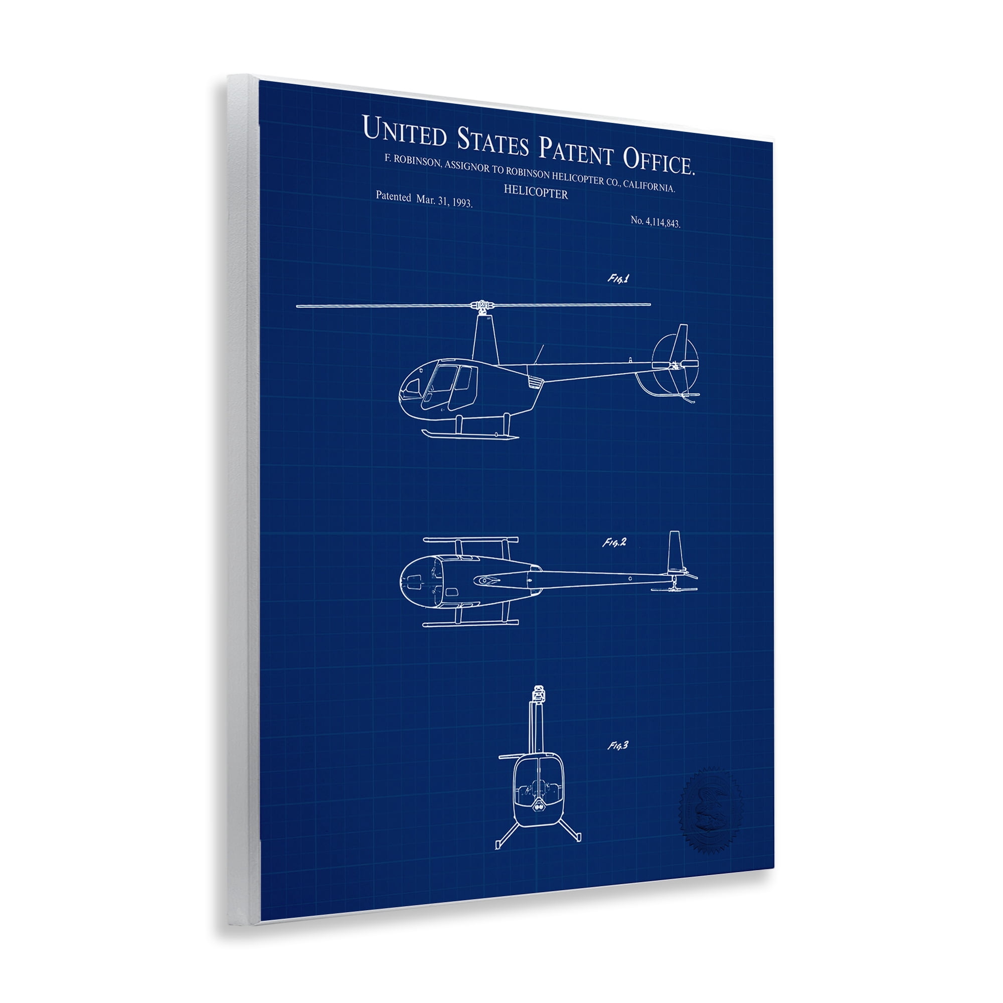 Stupell Industries Detailed Helicopter Blueprint Transportation Painting Unframed Art Print Wall Art, 11 x 14