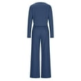 thumbnail image 4 of yievot Lounge Sets for Women Long Sleeve Ribbed Knitted Two Piece Cropped Tops and Pants Pajamas Loungewear, 4 of 5