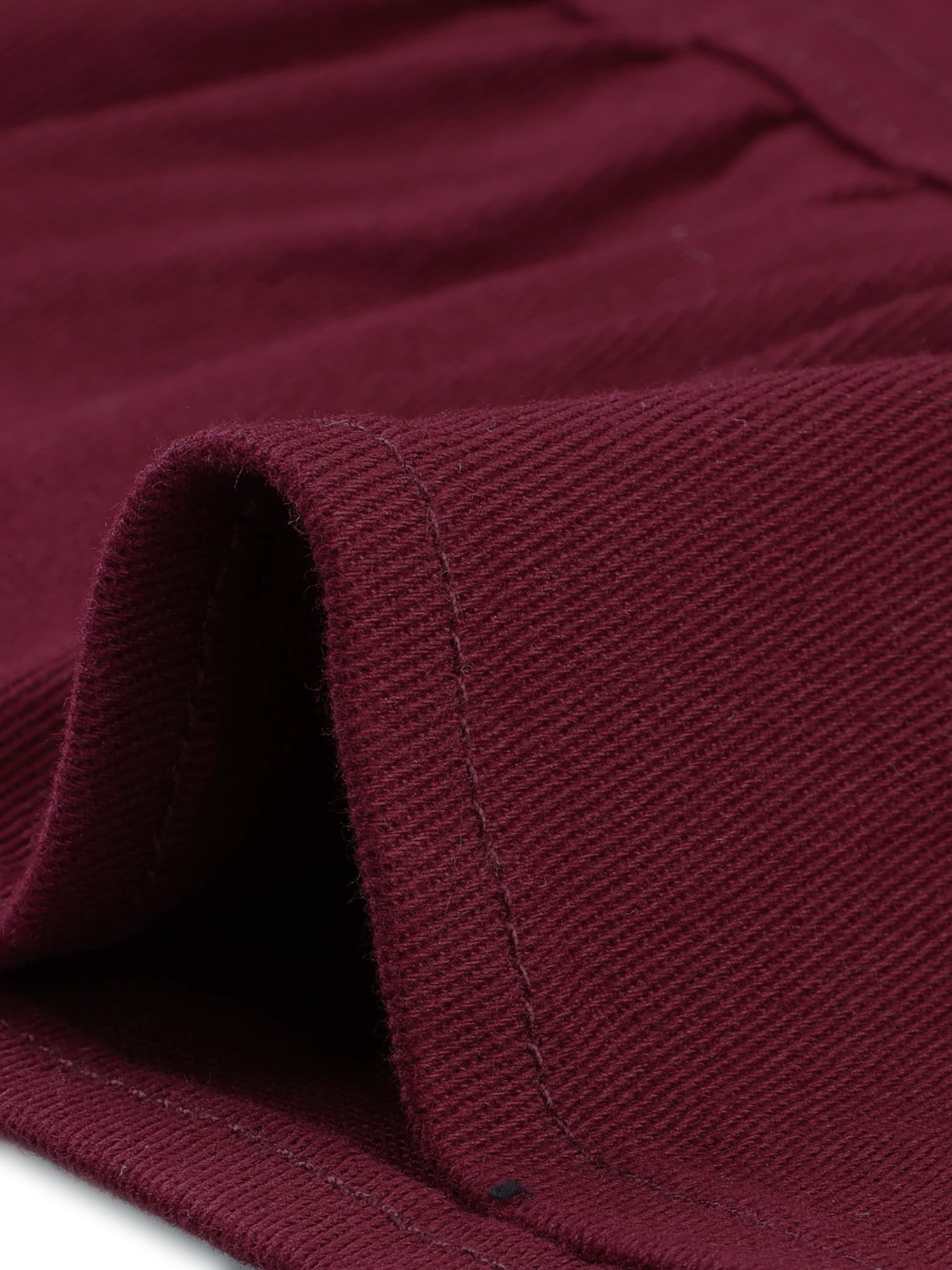 DARING DIVA Women's Button Down Cropped Ruffle Hem Denim Jacket M Burgundy