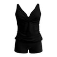 thumbnail image 6 of Conairie Women Tankini Sets High Waisted Swimsuit Two Piece Plus Size Tummy Control Bathing Suit Tops And Boyshort Solid Color Beach Comfortable Swimwear Black XXXL, 6 of 6