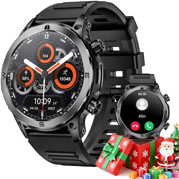 3CLOUDGE 2025 New 1.43-inch AMOLED Military Smart Watches for Men, with Answer/Make Calls/120 Sport Modes, Outdoor Fitness Tracker Smartwatch fits for Android and Iphone Devices (Black)