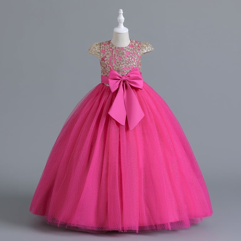 Gubotare Teen Girl Christmas Dresses Tulle Flower Girl Dress for Wedding Floral Pageant Dress with Train Princess Ball Gown for Girls Size 12-13(Hot