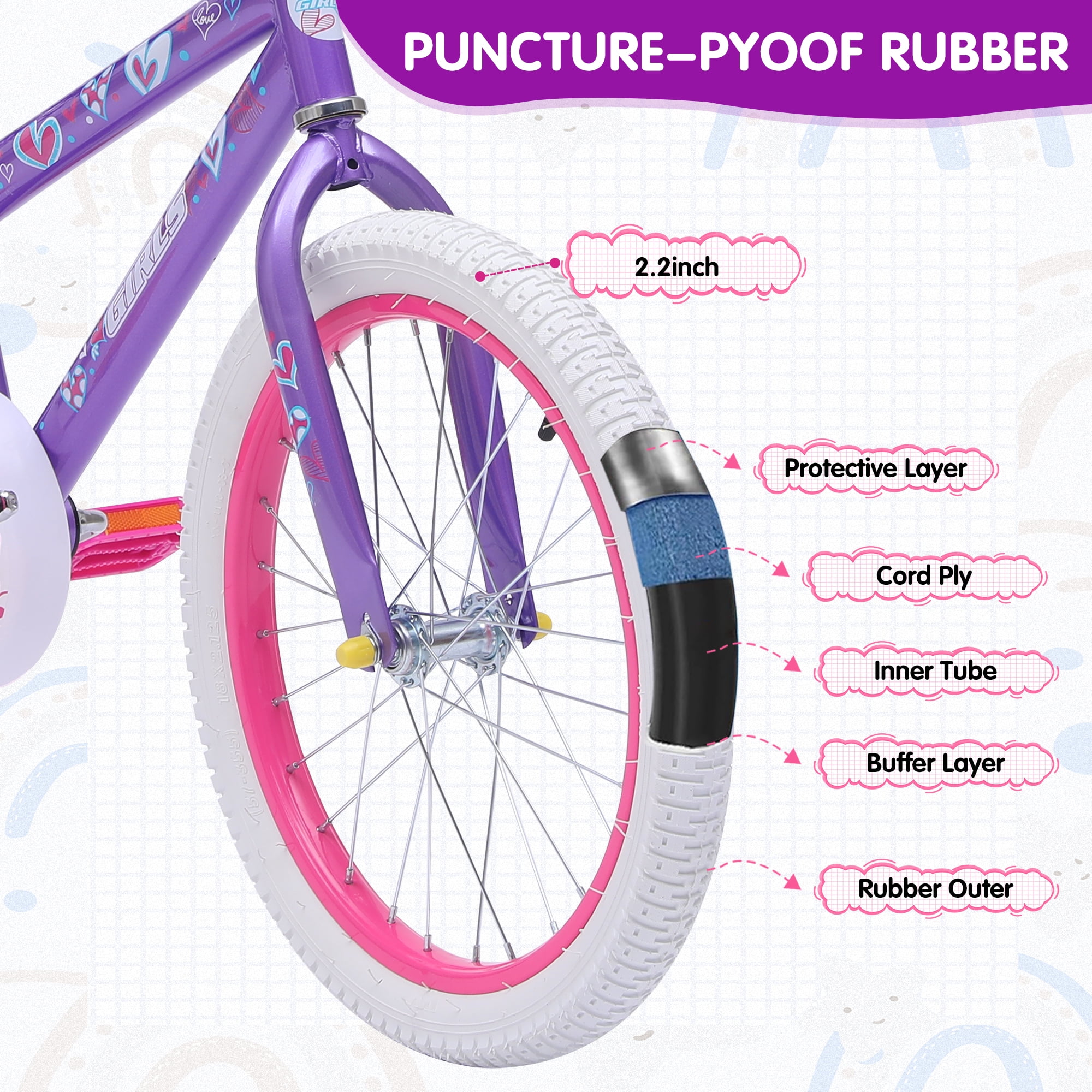 HONGGE 20 in. Kids Bike Child Bicycle for Girls Age 7-14 Years