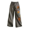 thumbnail image 4 of yunLCZ Womens Dress Pants Holiday Style Retro Linen Floral Ethnic Print Casual Pants For Women – Comfortable Relaxed Fit Perfect For Summer Beach And Vacation Wear Business Work Casual Pants, 4 of 4