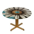 thumbnail image 3 of JEUXUS  Rustic Daisy Round Table cover Vintage Flower on Wood Grain Board Circle Table Cloth Cabin Country Style Table Cover Heat Resistant for Kitchen Dining Indoor Outdoor Farmhouse Decor, 3 of 7
