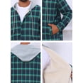 thumbnail image 7 of DARING DIVA Men's Fleece Lining Drawstring Hooded Plaid Shirt Jacket L Blue Green, 7 of 7