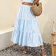 thumbnail image 2 of Falda midi larga Prolriy para mujer, estilo bohemio, plisada, con cintura elástica y bolsillos, estilo playero fluido de verano, en forma de A, con capas, color azul XL, 2 of 2