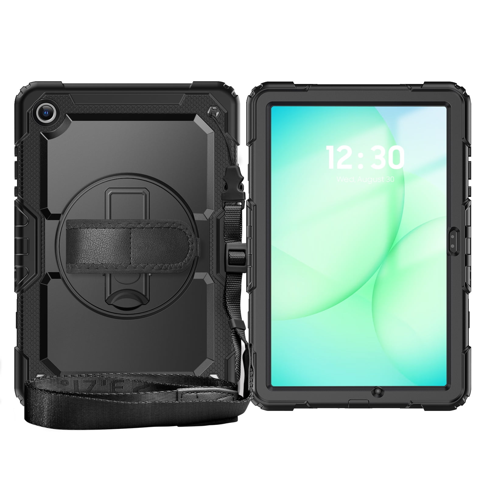 Dteck for Samsung Galaxy Tab A11 Plus Case 11 Inch with Screen Protector/Rotating Stand/Shoulder Strap, Heavy Duty Full Body Shockproof Cover for Samsung Galaxy Tab A11+/A11 Plus,Black
