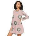 thumbnail image 3 of Christmas Wreaths with Pink Bows Women's Long Sleeves Nightgowns Sleepwear Soft Pajama A-line Sleep Dress M, 3 of 8