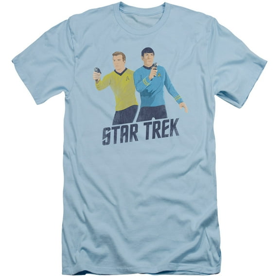 Star Trek Phasers Ready Adult 30/1 T-Shirt Light Blue