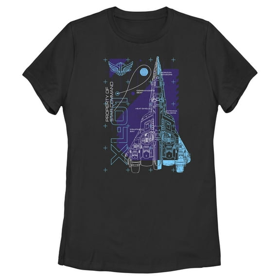 Women's Lightyear XL-01 Spaceship Blueprints Graphic Tee