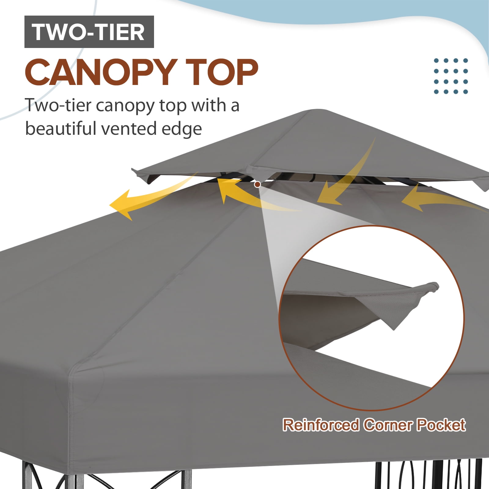 EAGLE PEAK 8 ft. x 8 ft. Outdoor Patio Gazebo with Double Roof,Gray