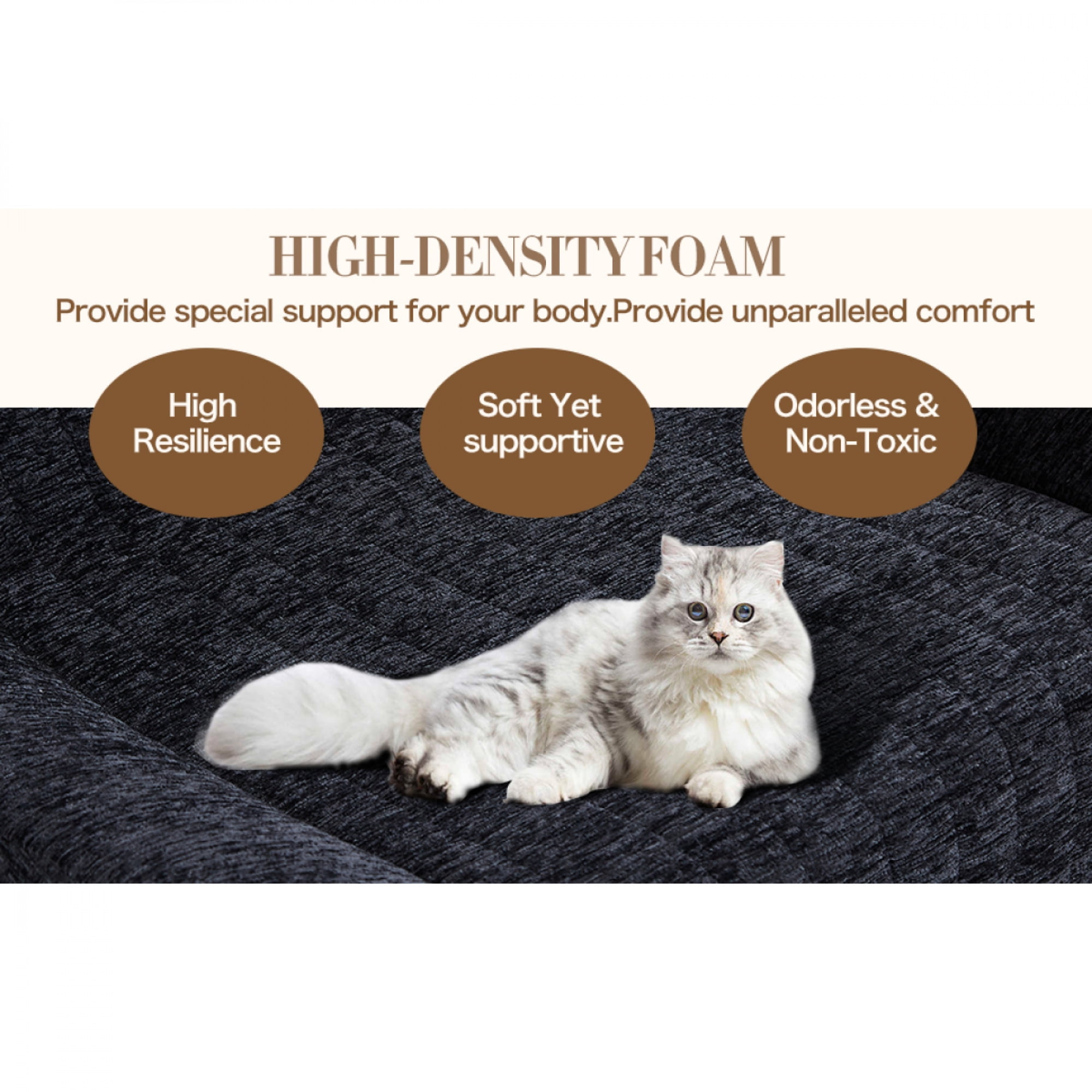 Oversized Bean Bag Chair with Armrests for Adults - Comfy Lazy Floor Accent Sofa for Living Room,Bedroom,Black