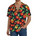thumbnail image 3 of Wukai Tomatoes Men's Casual Short-Sleeve Button Down Shirt - Lightweight Summer Dress Shirt for Daily Wear-Large, 3 of 7