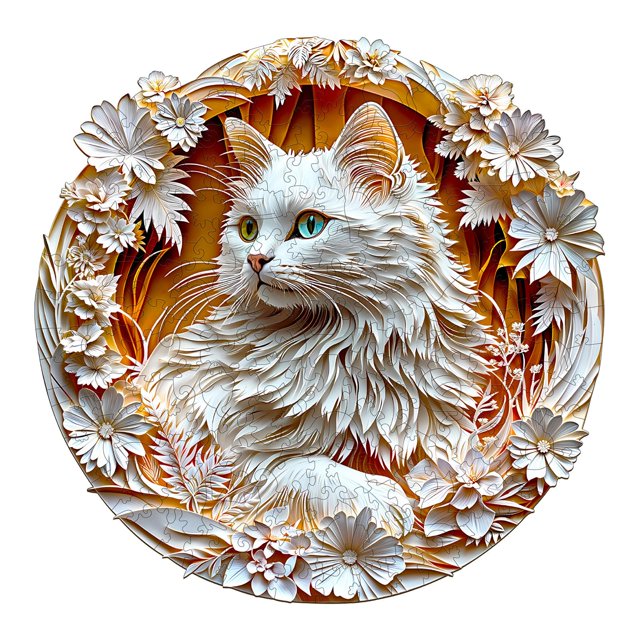 Puzle de madera Jigfoxy 3D con forma de animal de gato, 100 piezas