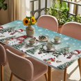 thumbnail image 3 of Teal Christmas Table Cloths for 3 Foot Rectangle Tables, Snowman Xmas Tree Snowflake Winter Patio Waterproof Elastic Fitted Tablecloths, Washable Rectangular Table Cover for Camping, 3 of 8