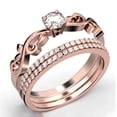 thumbnail image 3 of Art Nouvea Twisted 1.50 Carat Round Cut Diamond Moissanite Engagement Ring, Antique Design Wedding Ring in 925 Sterling Silver With 18k Rose Gold Plating, Trio Set, Matching Band, 3 of 4