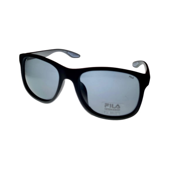 Fila Mens Matte Black Plastic Sunglass Smoke Flash Lens Polarized SF9250. U28P