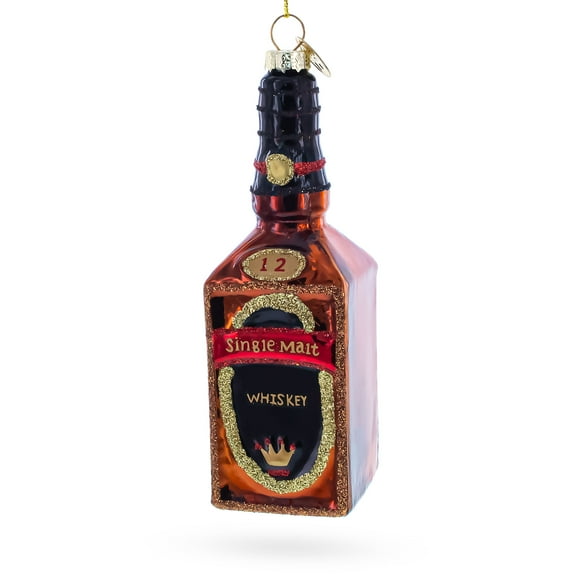 Whiskey Bottle Glass Christmas Ornament