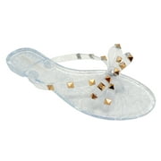 Wild Diva Joanie172, Womens Slingback T Strap Jelly flip Flop Ankle Strap Thong Sandals (Rivets)
