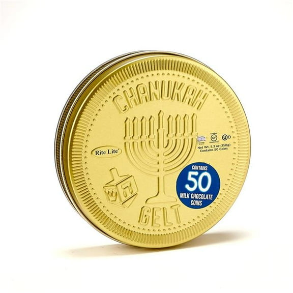 Rite Lite CH-GELT-GIFT 5.3 oz Milk Chocolate Coins Chanukah Gelt, 50 Coins per Gift Tin - Pack of 6
