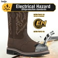 thumbnail image 2 of SMILIN Steel Toe Boots For Men Pull-on Western Work Boots,Dark Brown,Size 7, 2 of 9