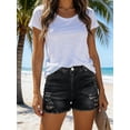 thumbnail image 4 of EMMIOL Women's High Waisted Rolled Denim Shorts Casual Ripped Summer Hot Shorts with Pockets Frayed Distressed Style, 4 of 6