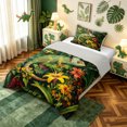 thumbnail image 3 of meiyoeat Jungle Flower Lizard Twin Comforter Sets for Boys Girls Kids, Tropical Rainforest Wildlife Bedding Set, Green, Grey Reversible, 2-Piece, 1 Comforter and 1 Pillowcase, 3 of 6