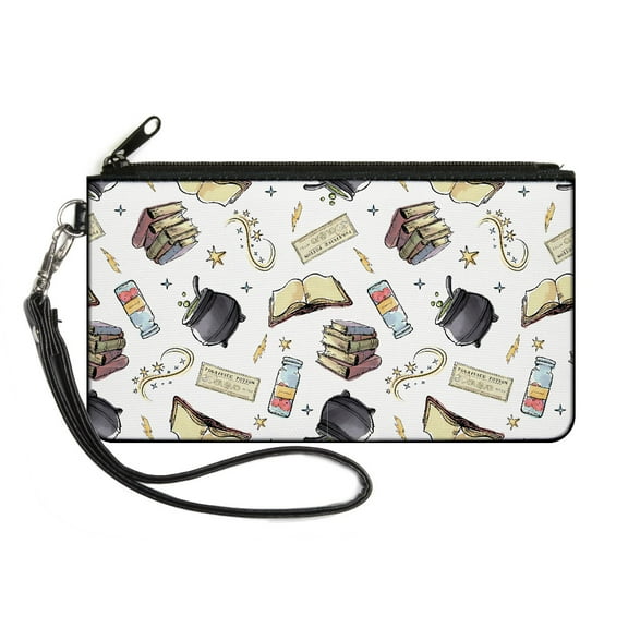 The Wizarding World of Harry Potter Wallet, Zip Pouch, Harry Potter Magical Elements Collage White, Canvas