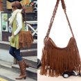 thumbnail image 4 of Fashion Celebrity Tassel Suede Fringe Shoulder Messenger Handbag Cross Body Bag, 4 of 5