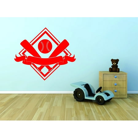 Do It Yourself Wall Decal Sticker Baseball And Bat Sport Design Boy Bedroom 20×30