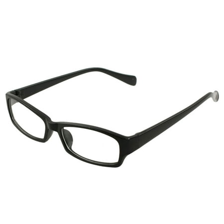 Unisex Single Bridge Rectangle Frame Clear Lens Eyewear Glasses Spectacles Black