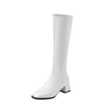 thumbnail image 4 of Dasayo Mid-Calf Boots for Women Dress White Elegant Faux Leather Square Toe Classic Block Heel Boots Woman Shoes 38, 4 of 9